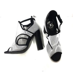Missguided Mesh Peep Toe Sexy Block High Heels